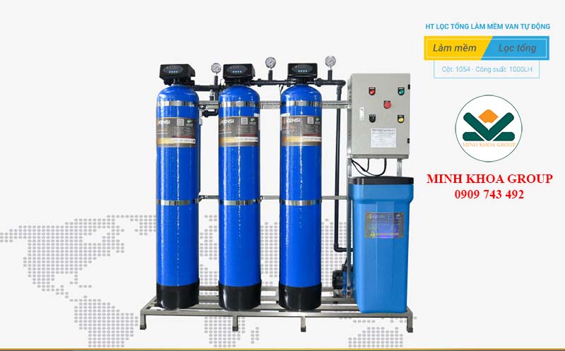Hệ thống làm mềm nước xử lý nước gia đình với đầy đủ thiết bị và vật liệu lọc